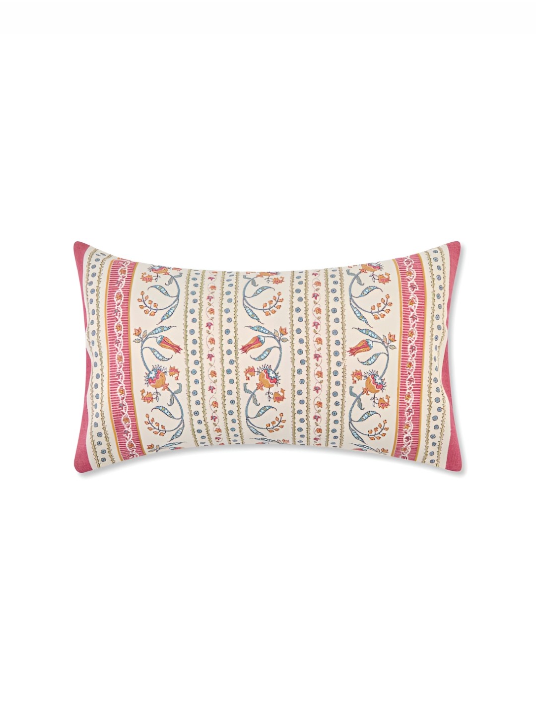 

Fabindia White & Blue Floral Cotton Rectangle Cushion Cover