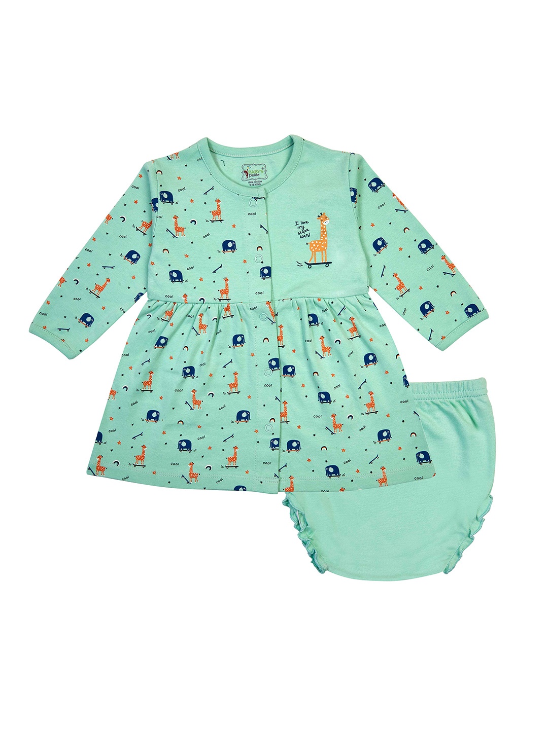 

BAESD Girls Full Sleeves Top & Shorts, Green