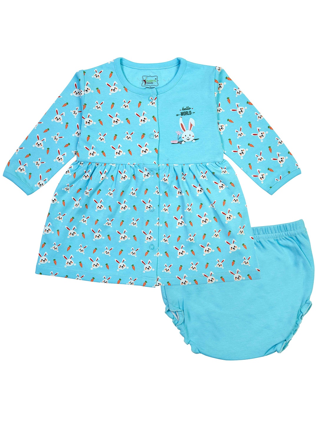 

BAESD Girls Round Neck Pure Cotton Printed Tunic with Shorts, Blue