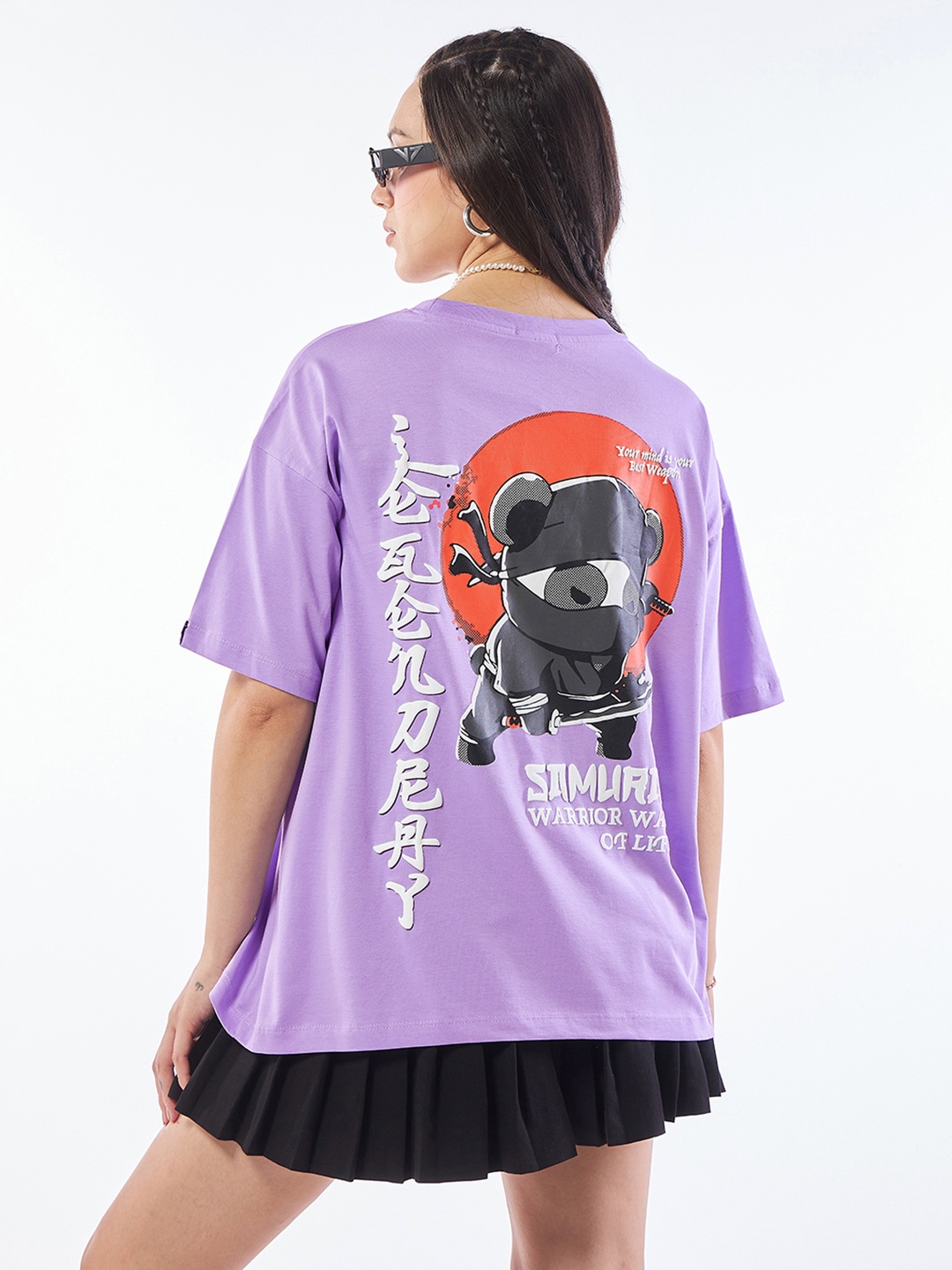 

Bewakoof Anime Printed Oversized T-shirt, Purple