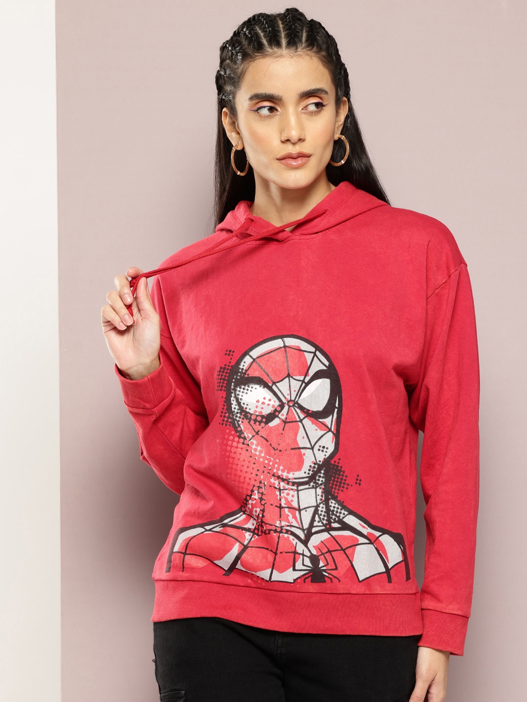 

Kook N Keech Marvel Spider-Man Printed Hooded Sweatshirt, Red