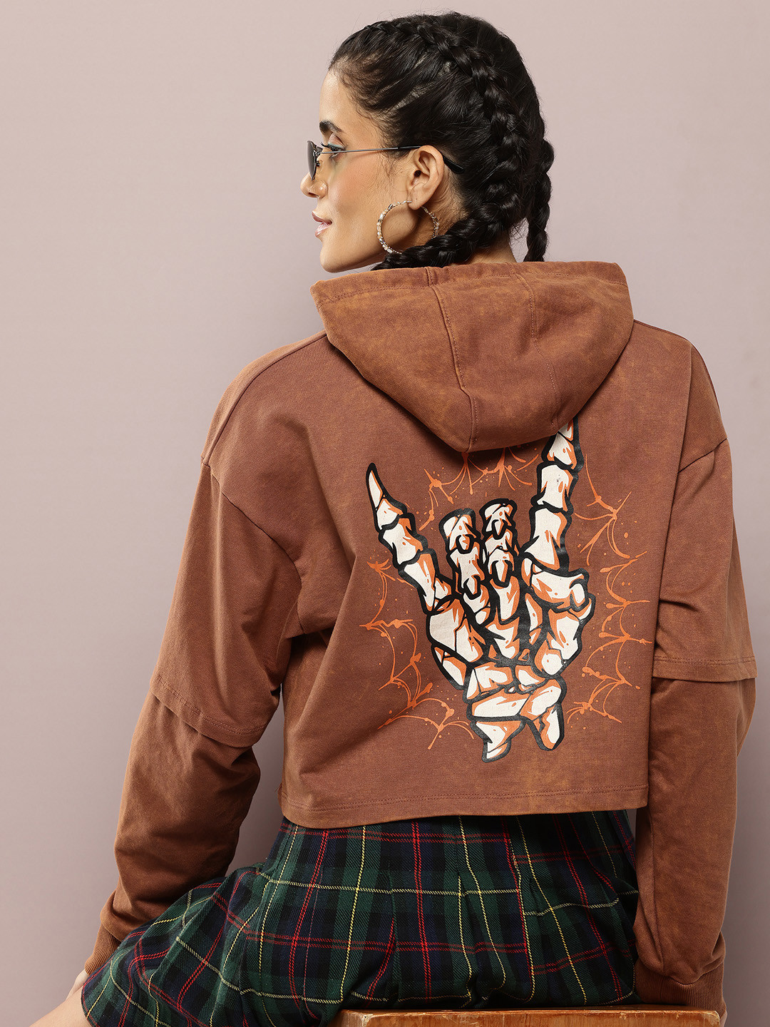 

Kook N Keech Printed Hooded Sweatshirt, Brown