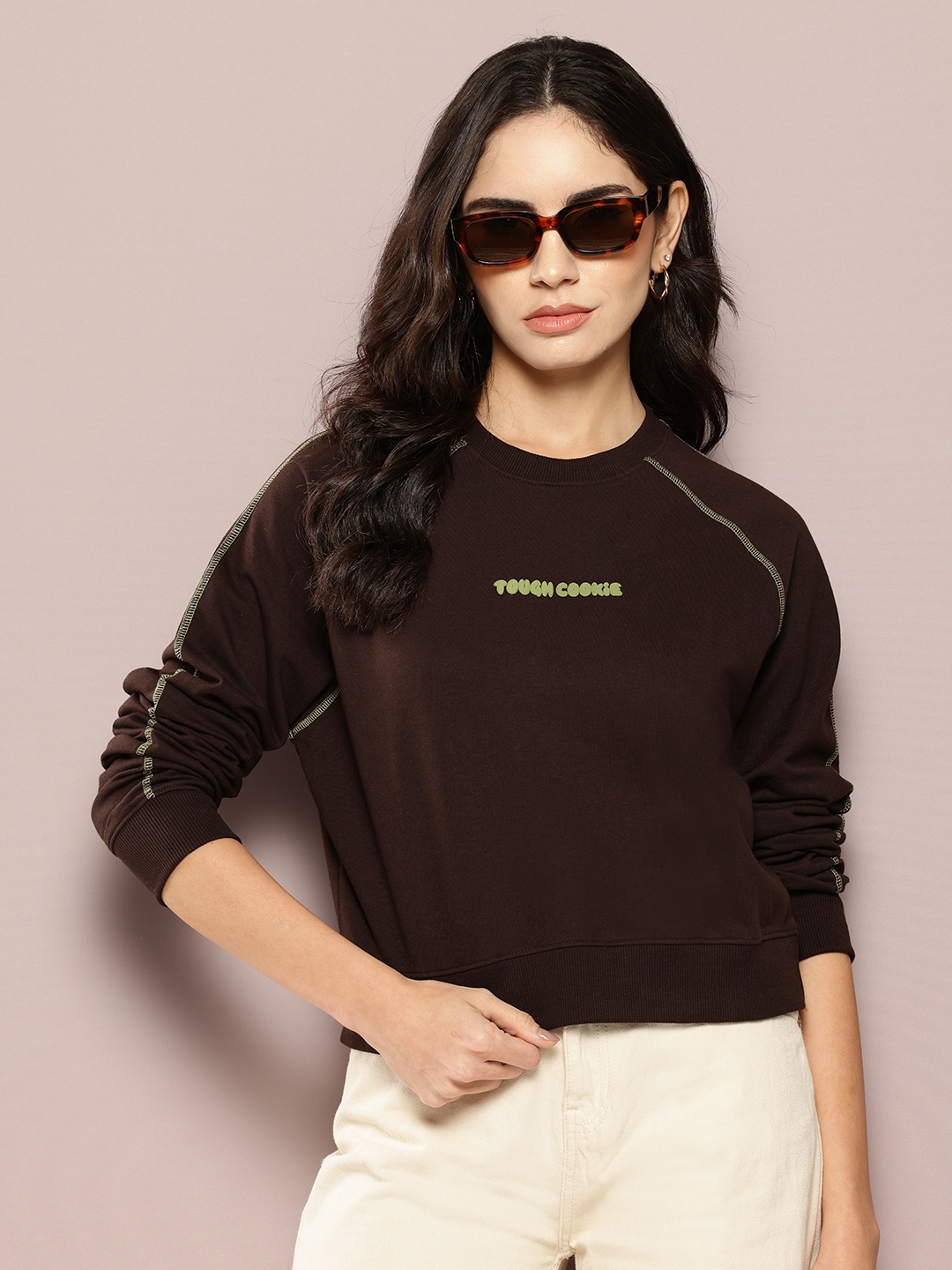 

Kook N Keech Printed Detail Sweatshirt, Brown