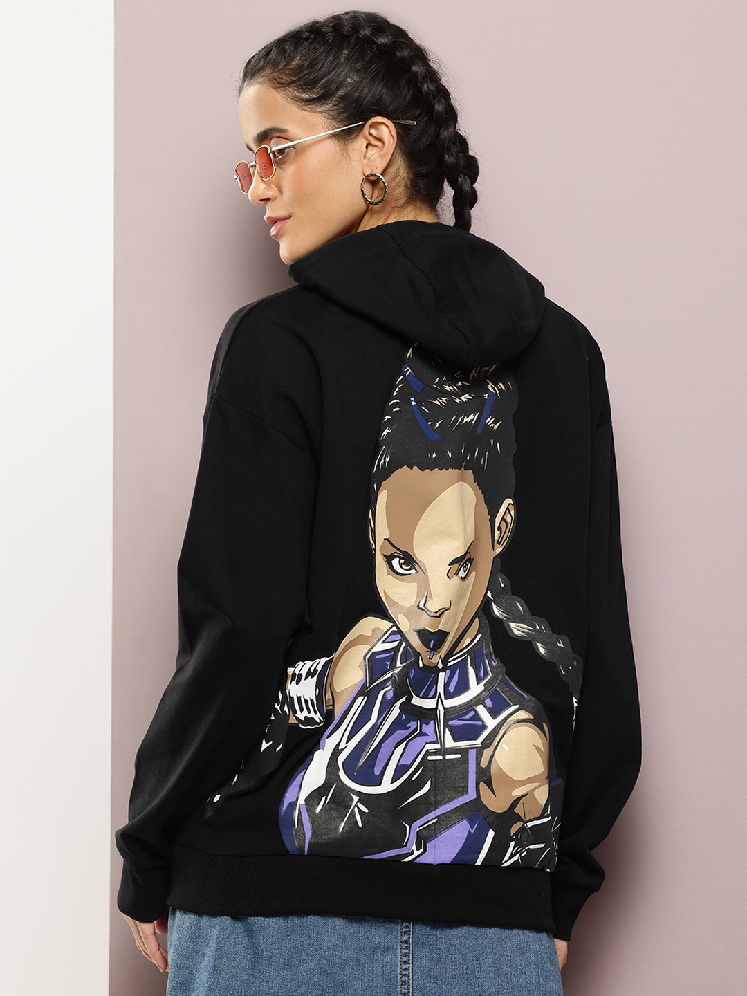 

Kook N Keech Marvel Women Printed Hooded Sweatshirt, Black