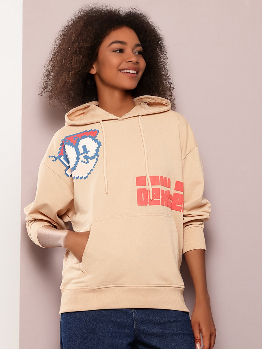

Dexter by Kook N Keech Printed Hooded Sweatshirt, Beige