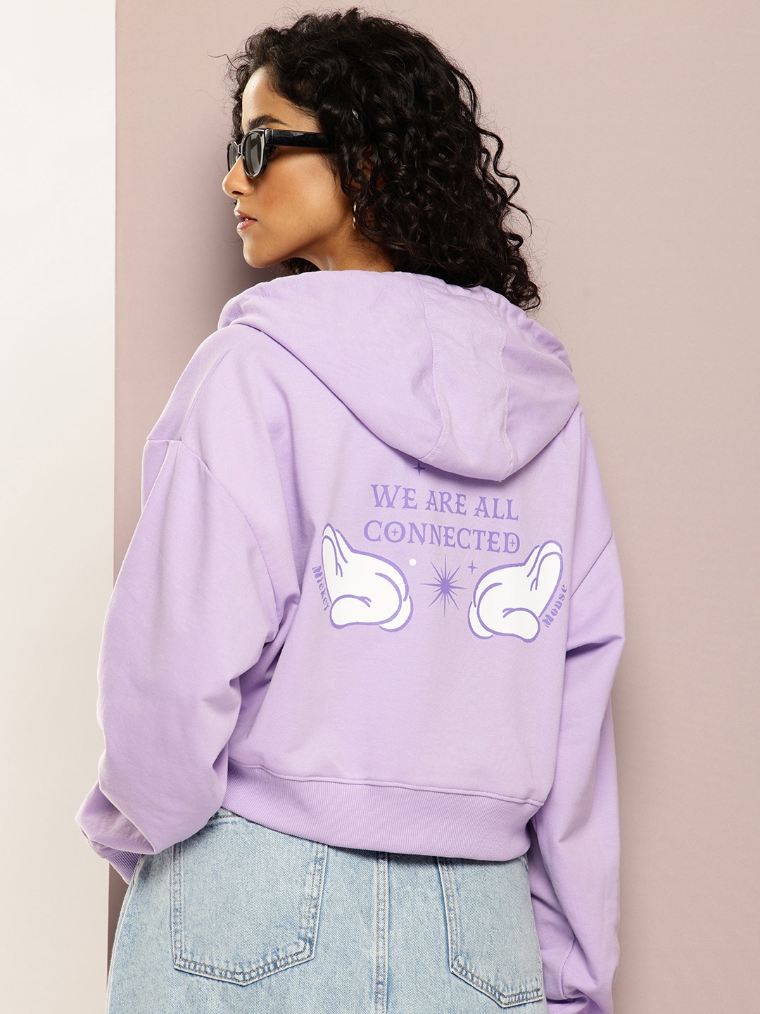 

Kook N Keech Disney Typography Printed Hooded Sweatshirt, Lavender