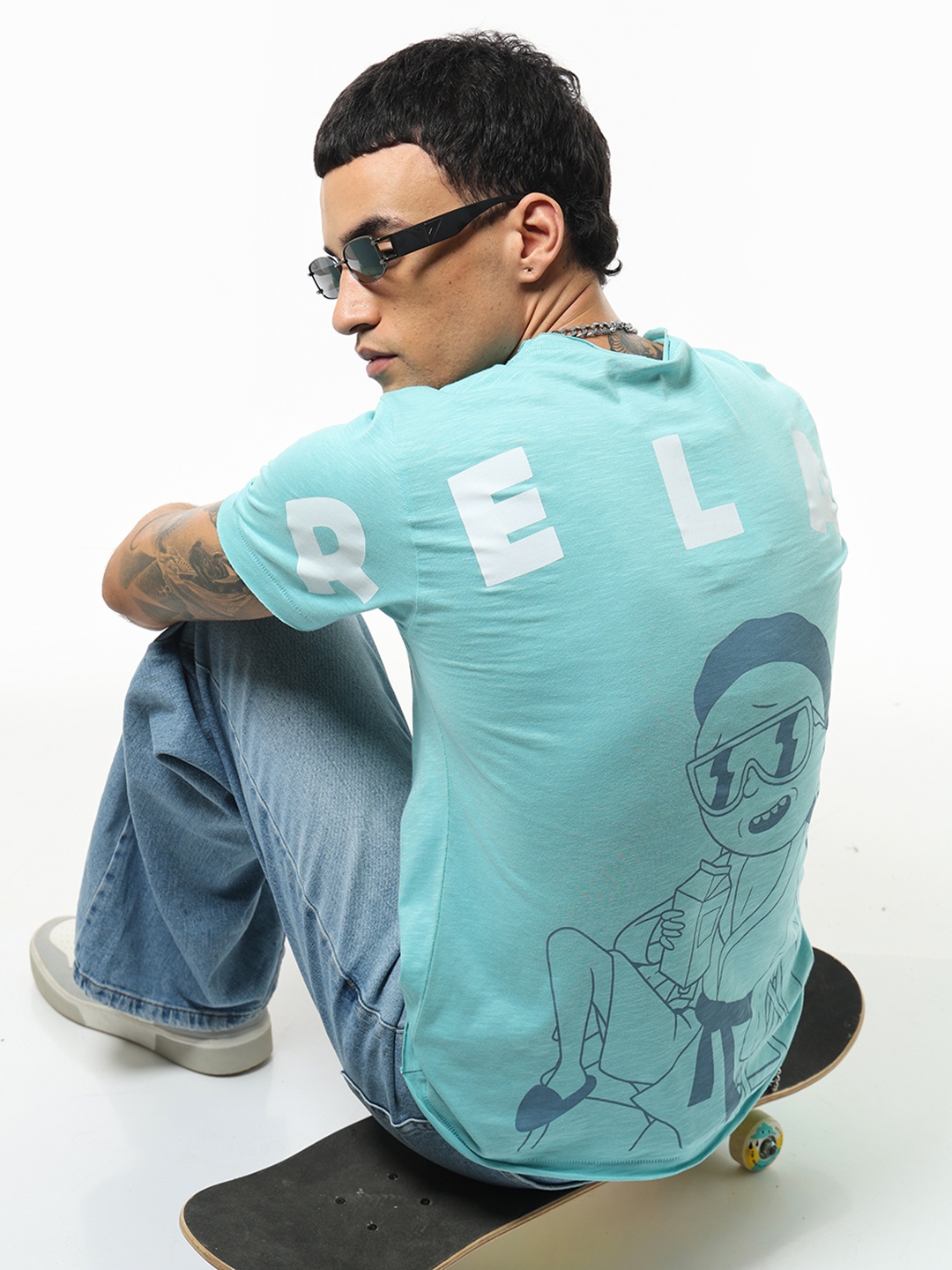 

Bewakoof AIR Men Graphic Printed Cotton T-shirt, Blue
