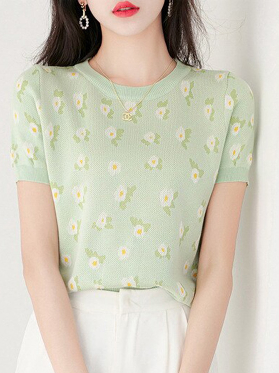 

StyleCast x Revolte Floral Printed Round Neck Top, Green