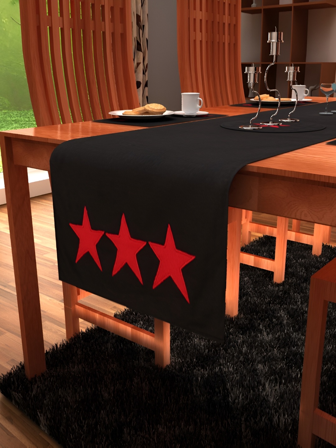 

Home Heart STAR COLLECTION Black & Red Pure Cotton Table Runners
