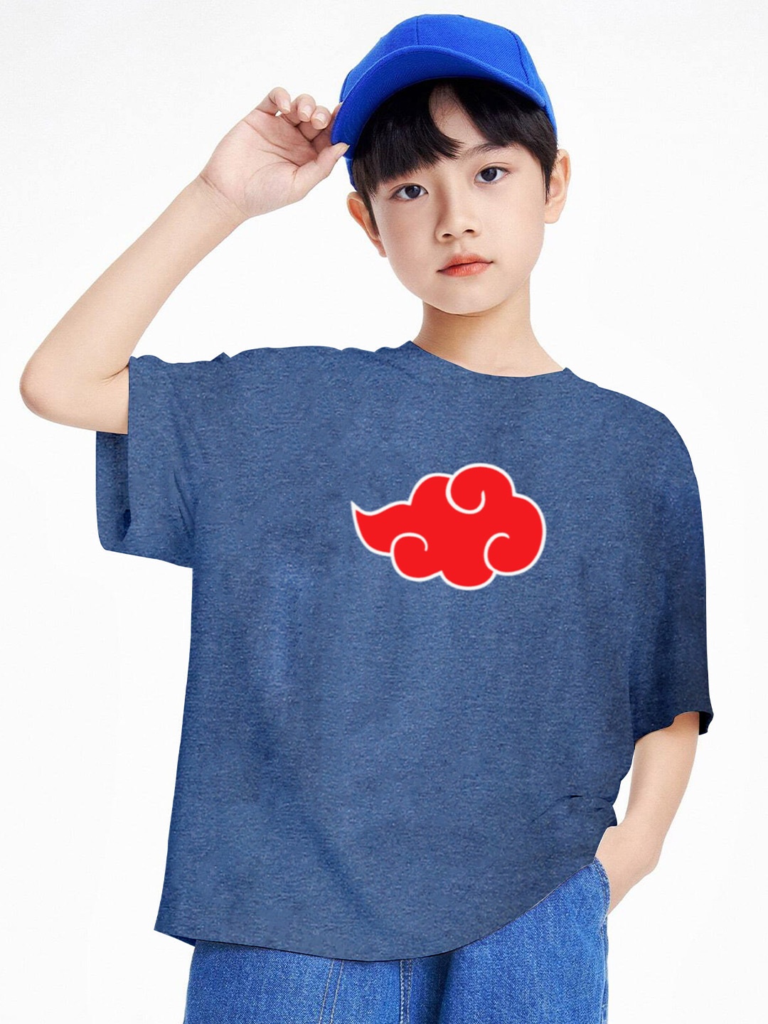 

BAESD Boys Printed Extended Sleeves Oversized T-shirt, Blue