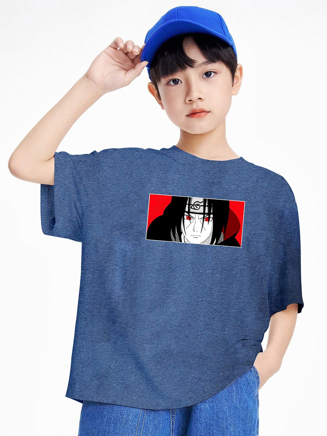 

BAESD Boys Printed Extended Sleeves Oversized T-shirt, Blue