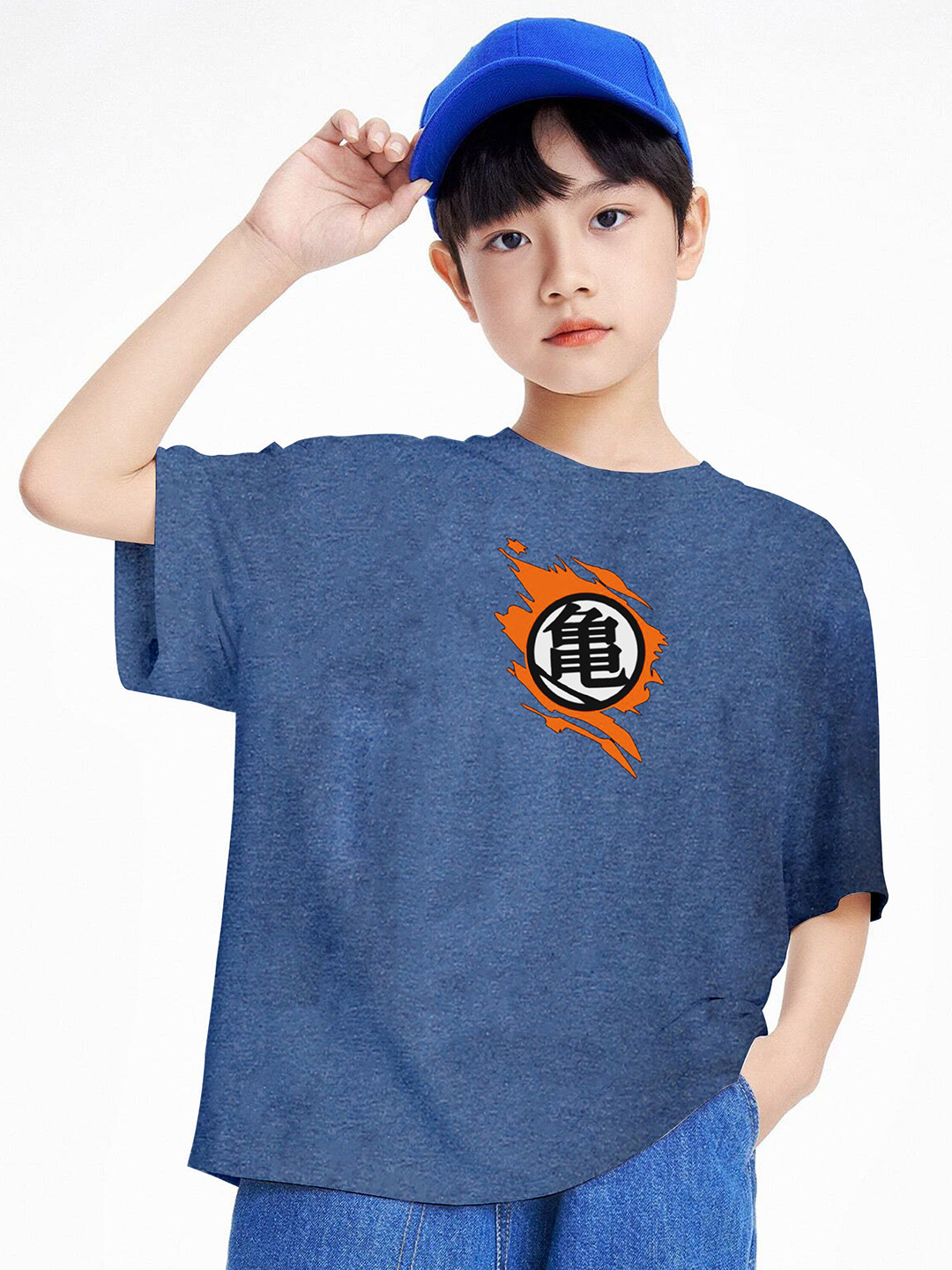 

BAESD Boys Printed Extended Sleeves Oversized T-shirt, Blue