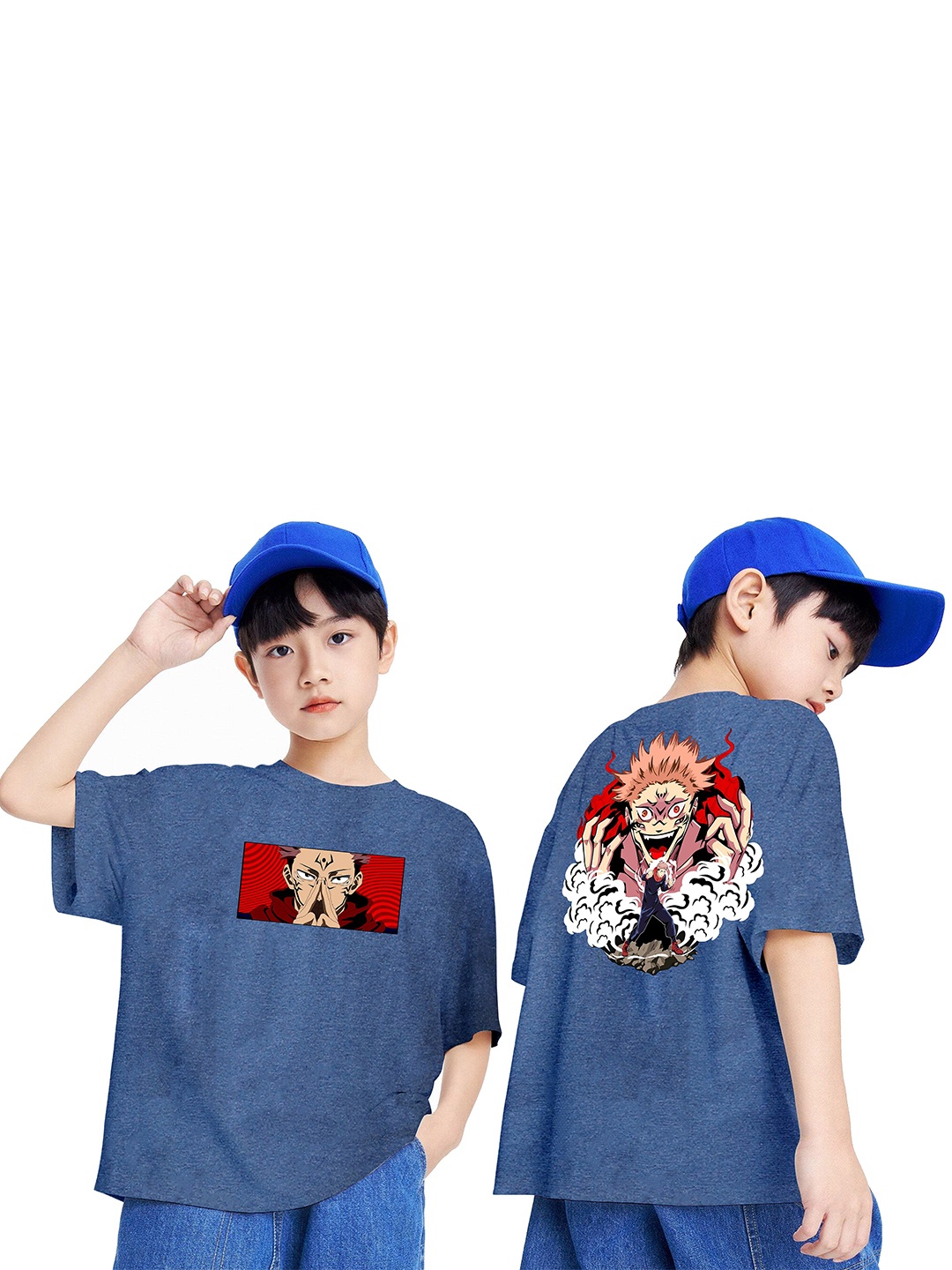 

BAESD Boys Printed Oversized T-shirt, Blue