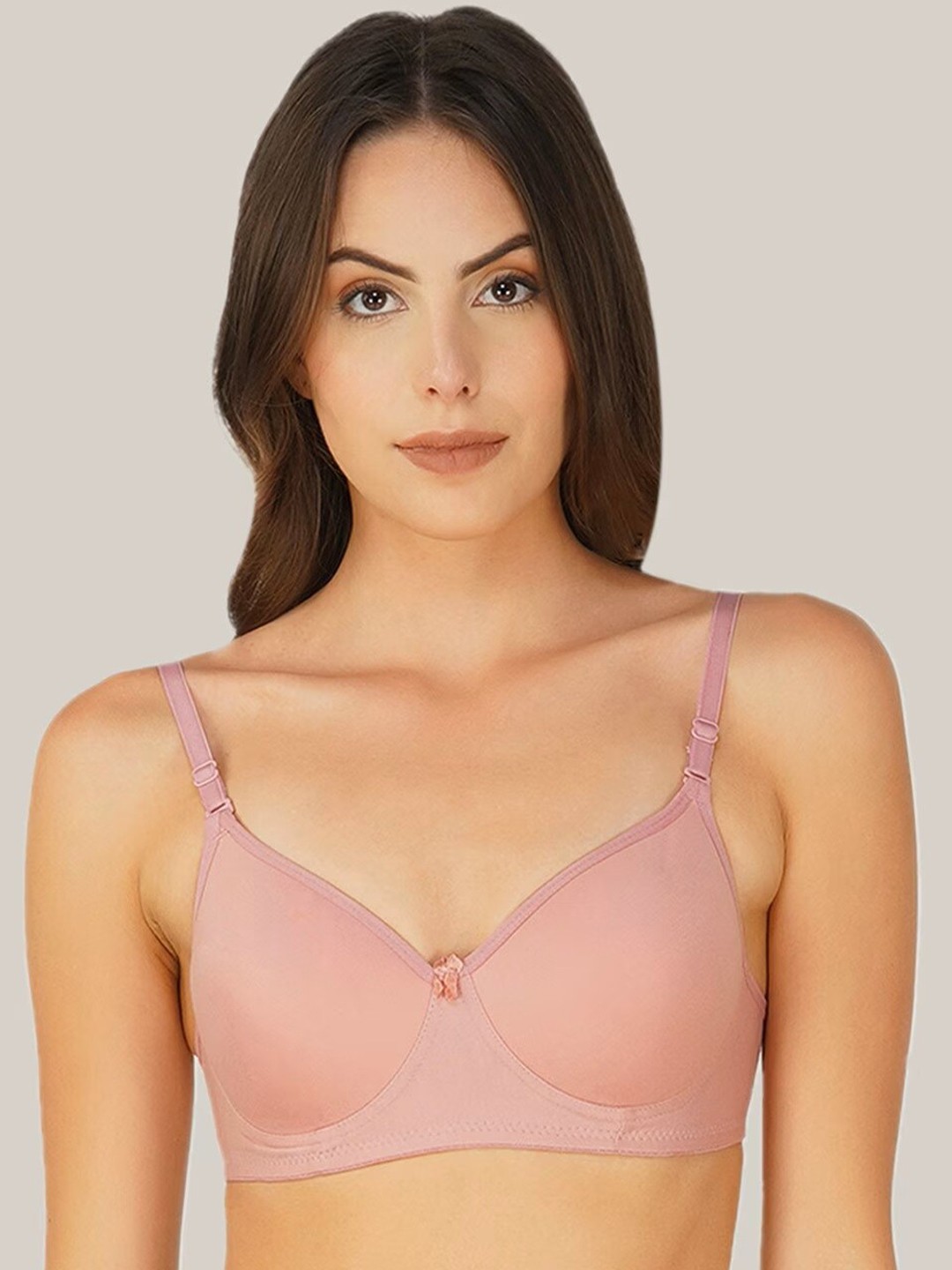 

LIONZY Lightly Padded Non-Wired Seamless Cotton T-shirt Bra-All Day Comfort, Pink