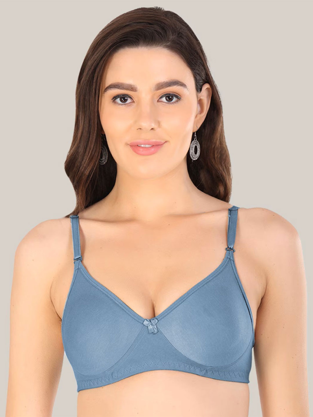 

LIONZY Lightly Padded Non-Wired Cotton Seamless T-shirt Bra-All Day Comfort, Blue