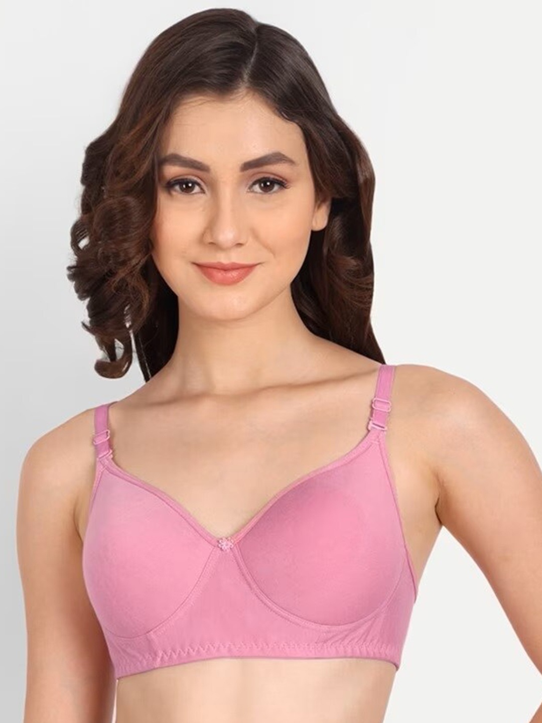 

LIONZY Medium Coverage Lightly Padded Non-wired Seamless T-shirt Bra-All Day Comfort, Pink