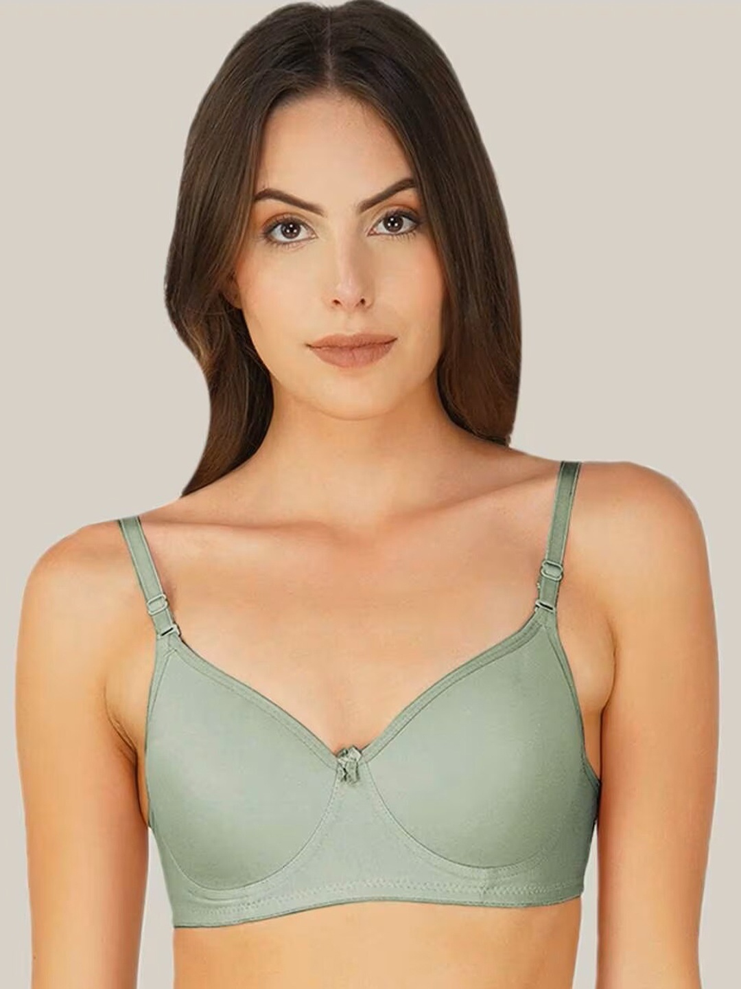 

LIONZY Lightly Padded Non-Wired Cotton Seamless T-shirt Bra-All Day Comfort, Olive