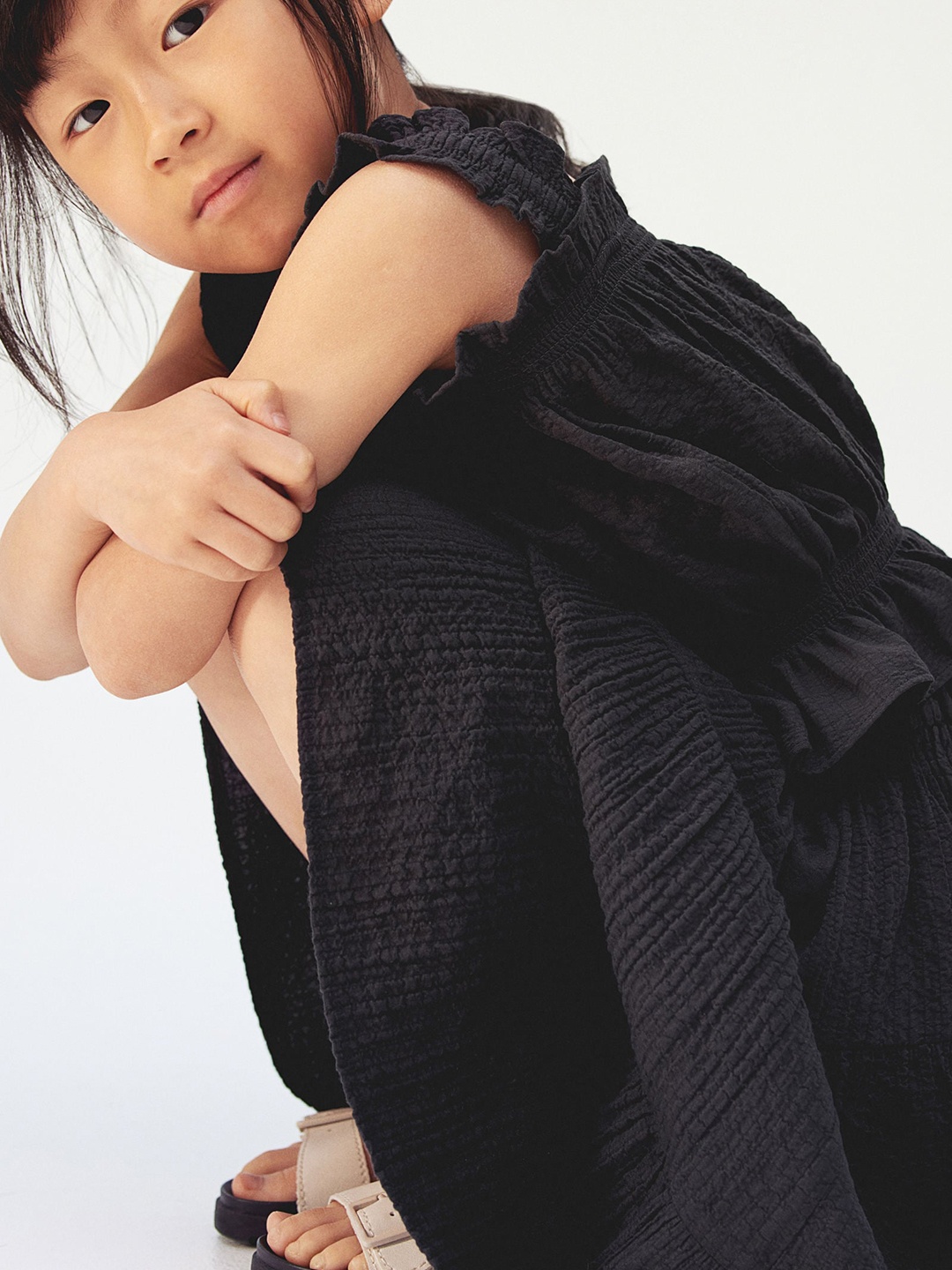 

H&M Girls Tiered Seersucker Skirt, Grey