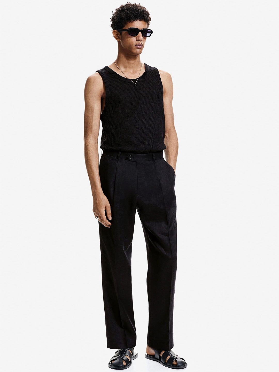 

H&M Slim Fit Knitted Vest Top, Black