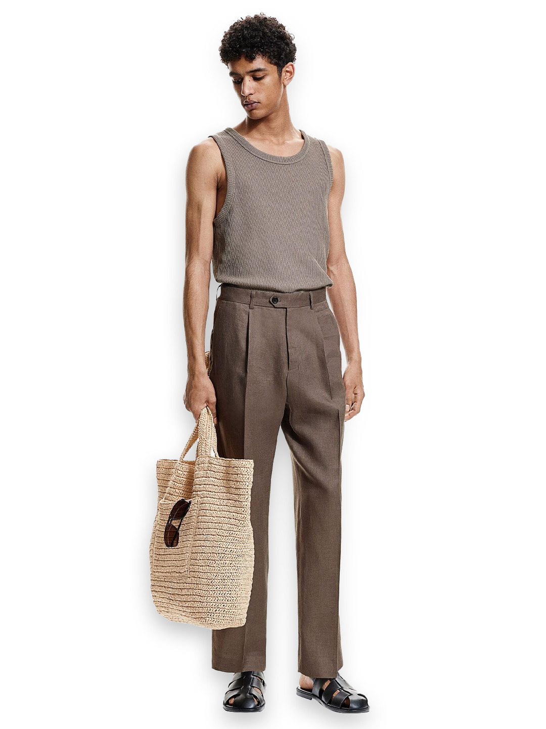 

H&M Slim Fit Knitted Vest Top, Beige