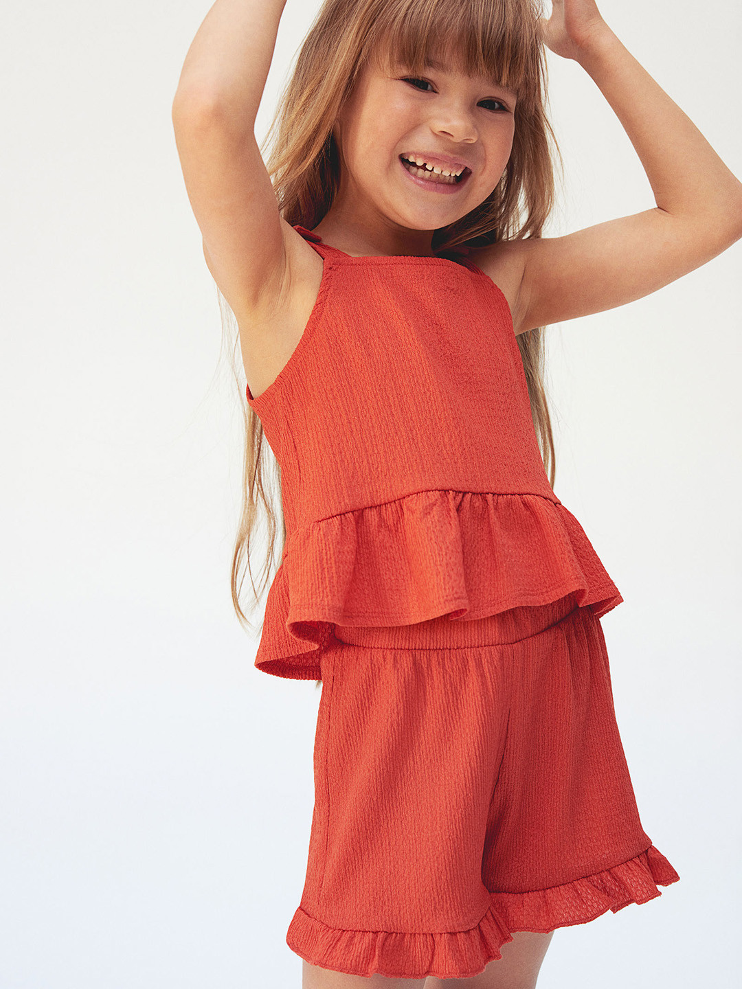 

H&M Girls Bow-Detail Peplum Top, Orange
