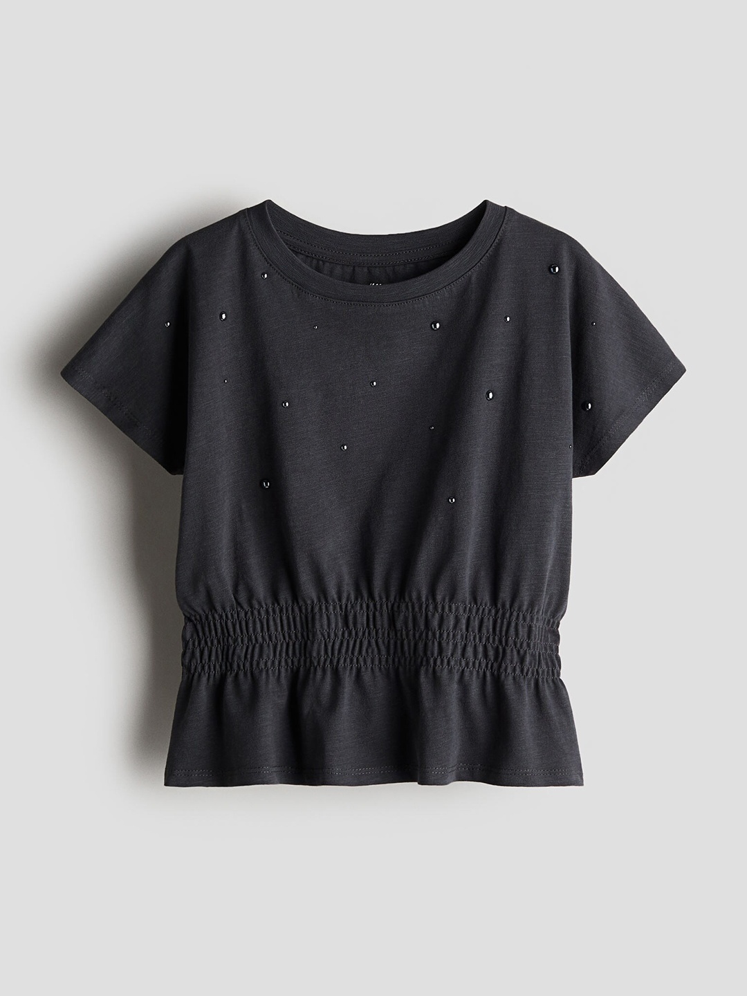 

H&M Girls Pure Cotton Jersey Peplum Top, Grey