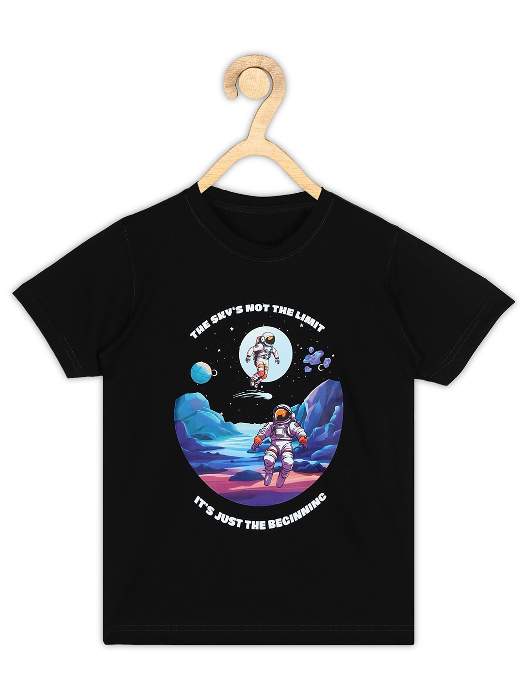 

BAESD Boys Astronaut Printed Cotton T-shirt, Black