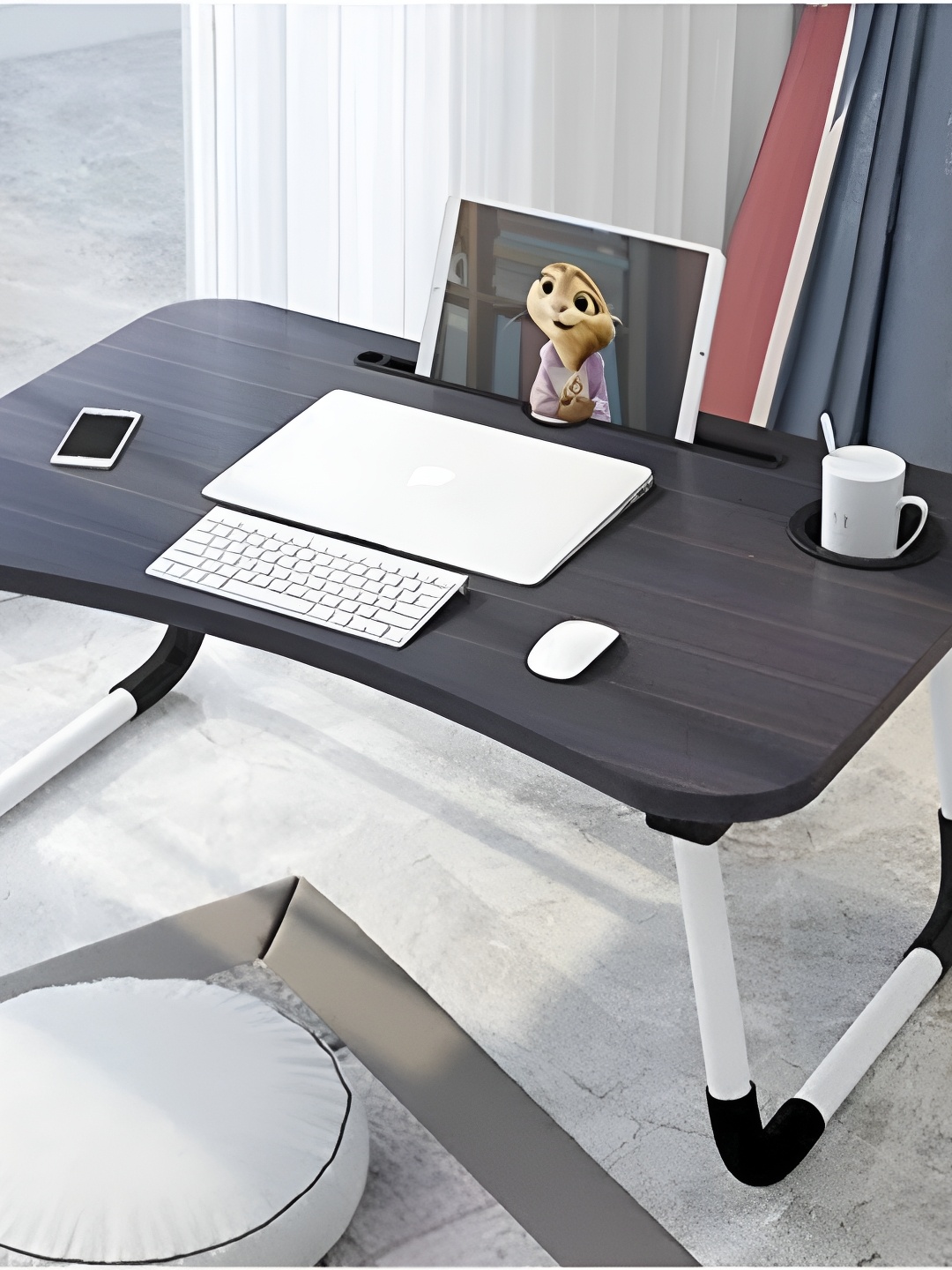 

THEDECORKART Black Wooden Portable Laptop Cum Study Table