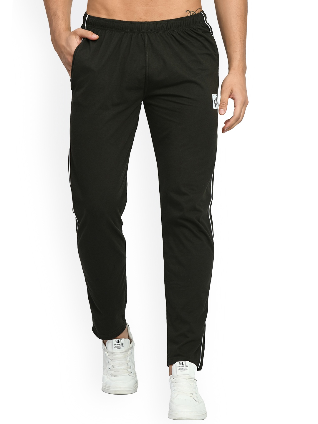

SMSHOPMORE Men Mid Rise Track Pants, Olive