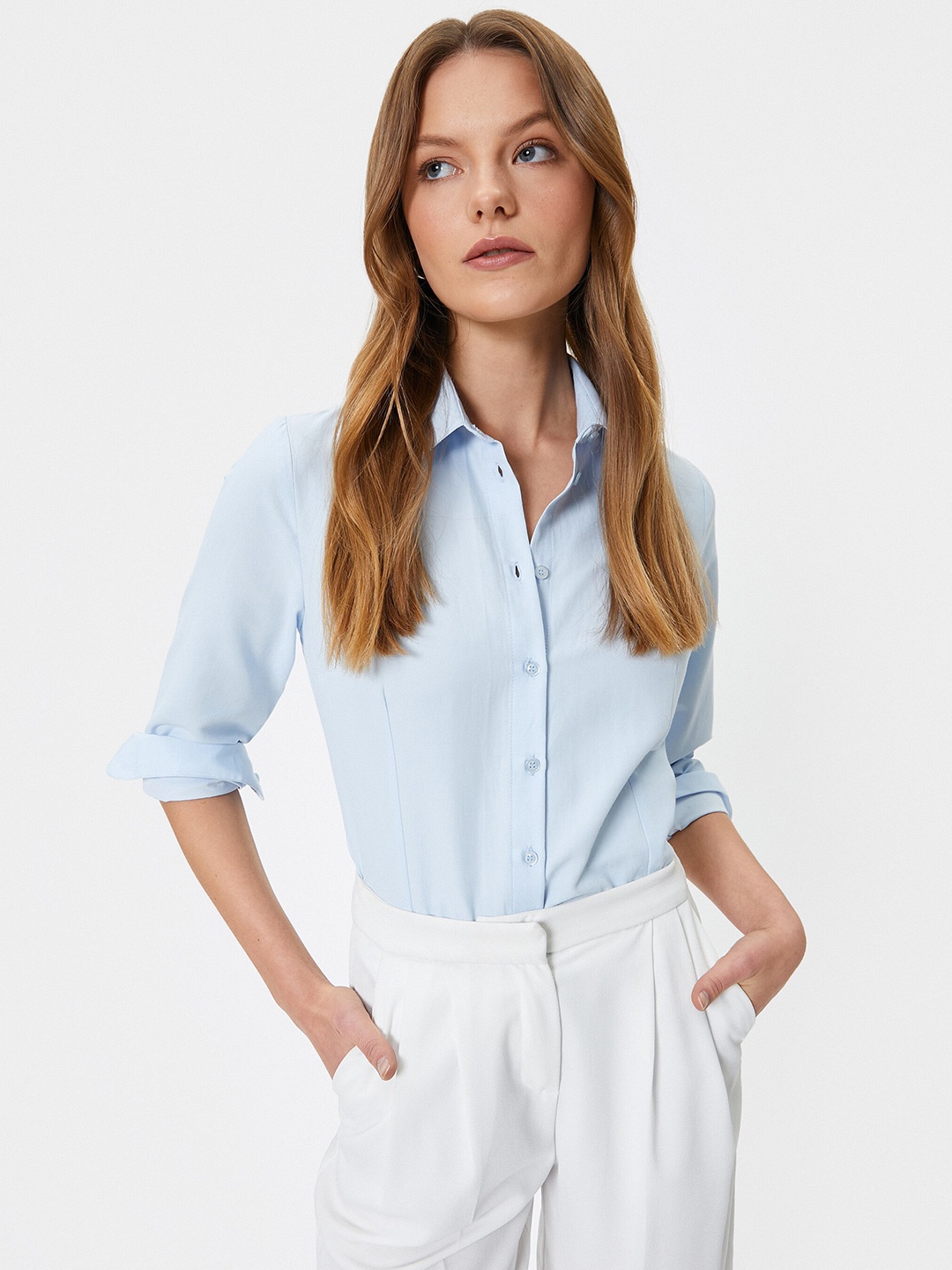 

Koton Spread Collar Long Sleeves Casual Shirt, Blue