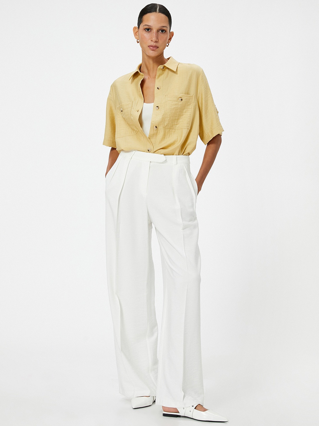 

Koton Spread Collar Pockets Regular Fit Casual Shirt, Yellow