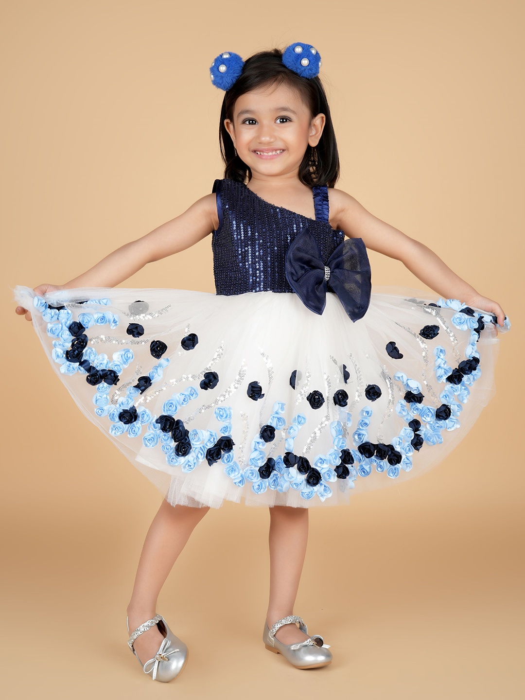 

BAESD Floral Print Net Fit & Flare Dress, Blue