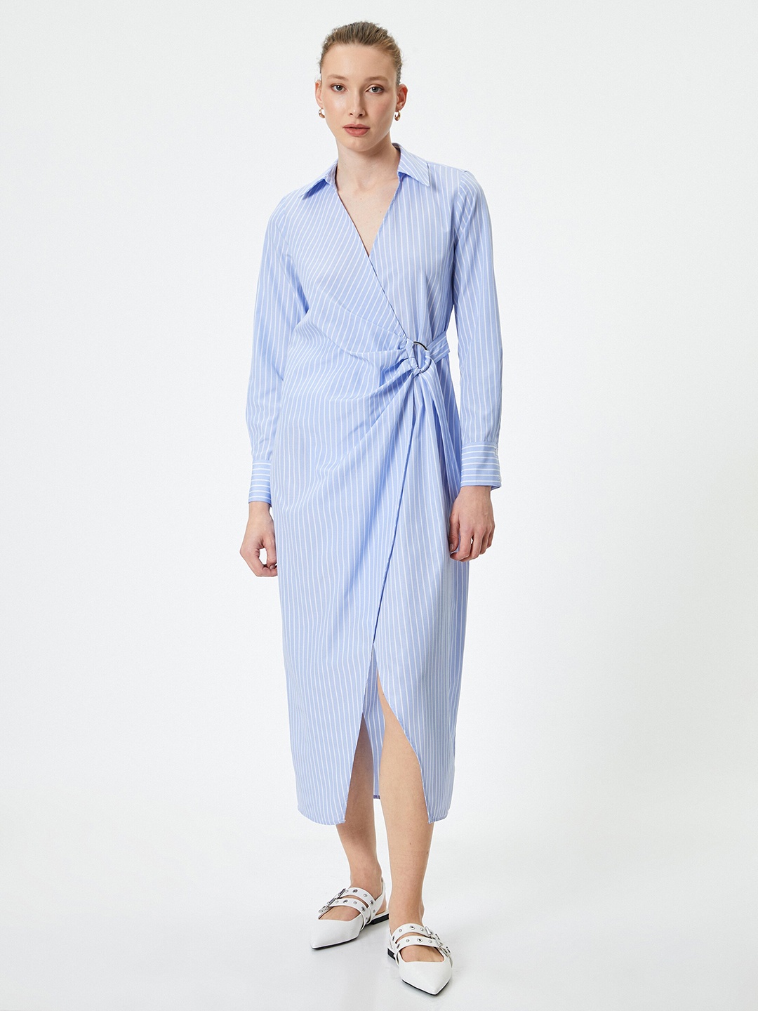 

Koton Striped Midi Shirt Dress, Blue