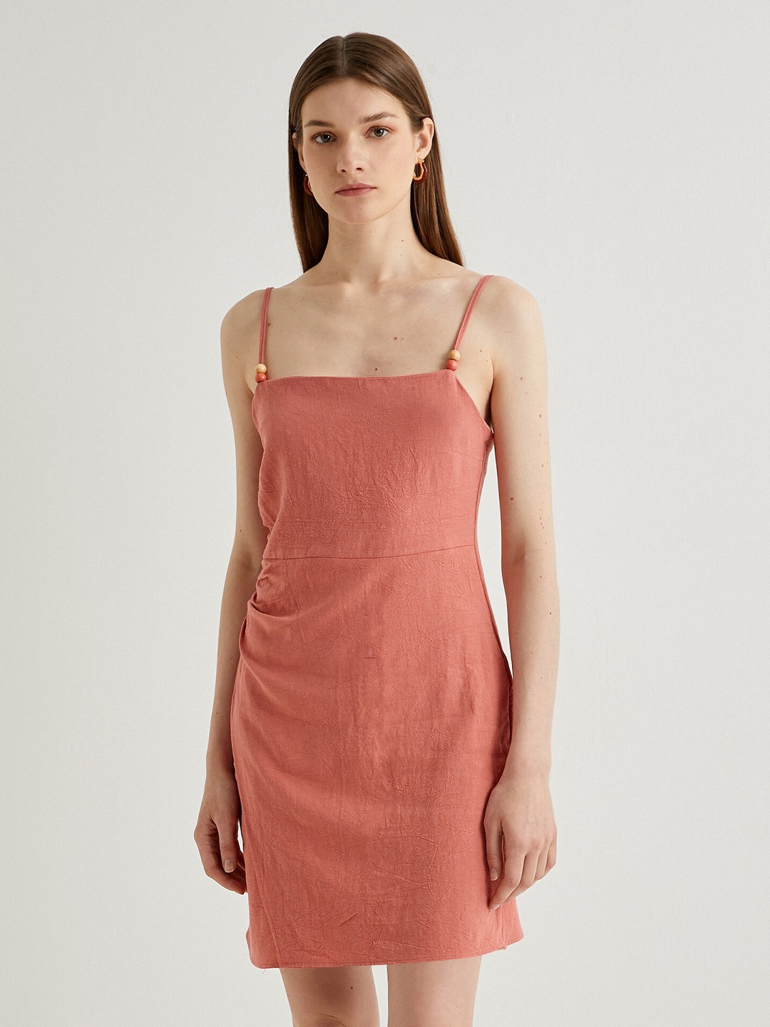 

Koton Shoulder Straps Linen Dress, Rose