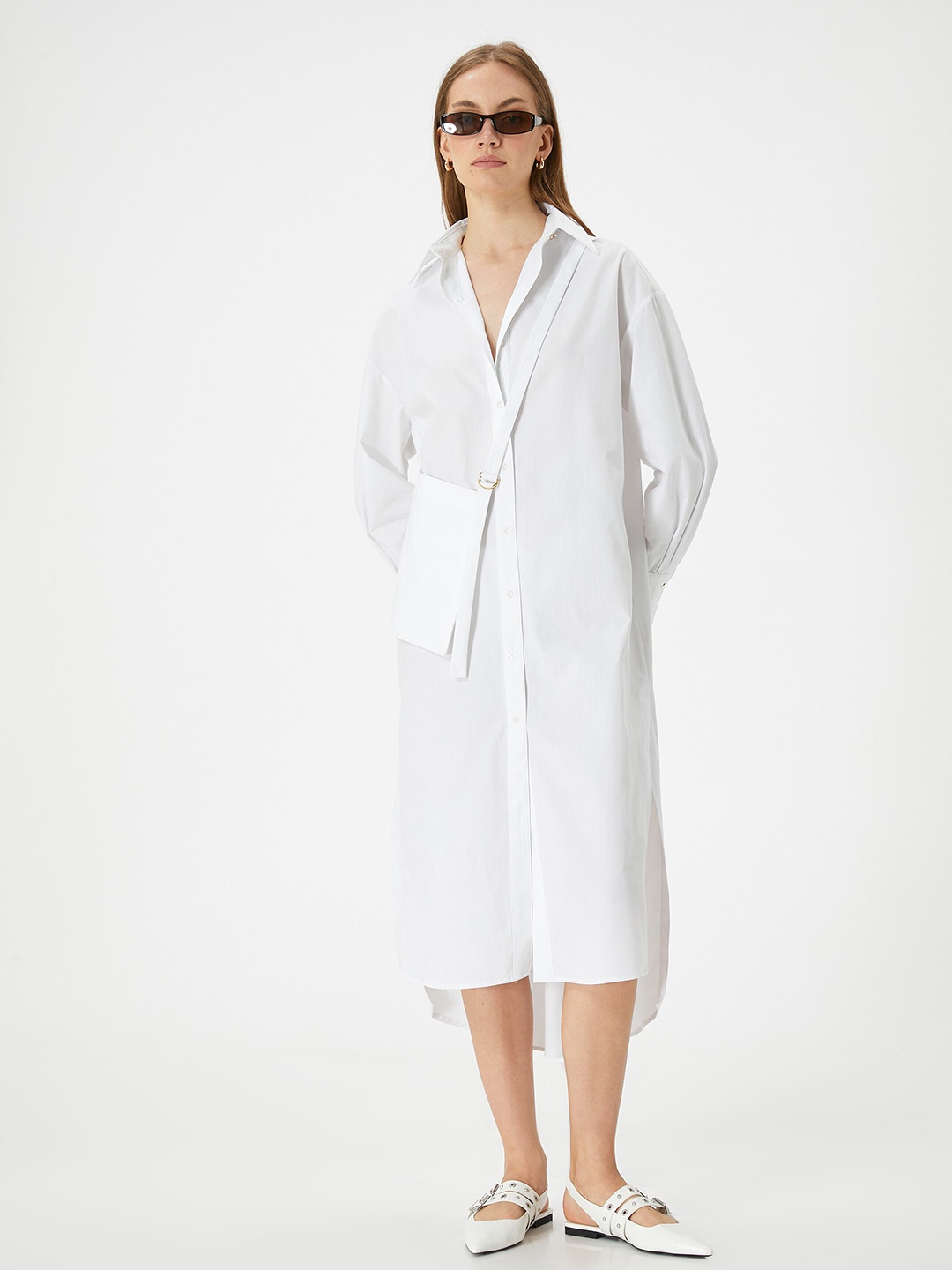 

Koton Cotton Shirt Style Midi Dress, White