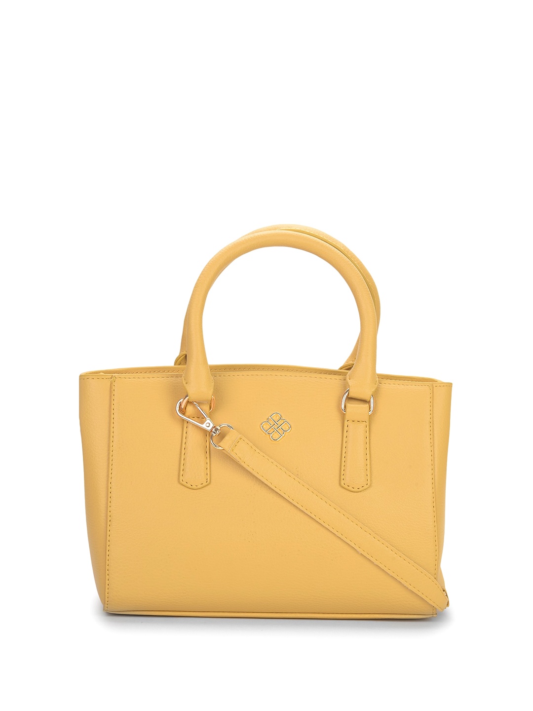 

Marie Claire Yellow Textured Zip Detail Structured Handheld Bag