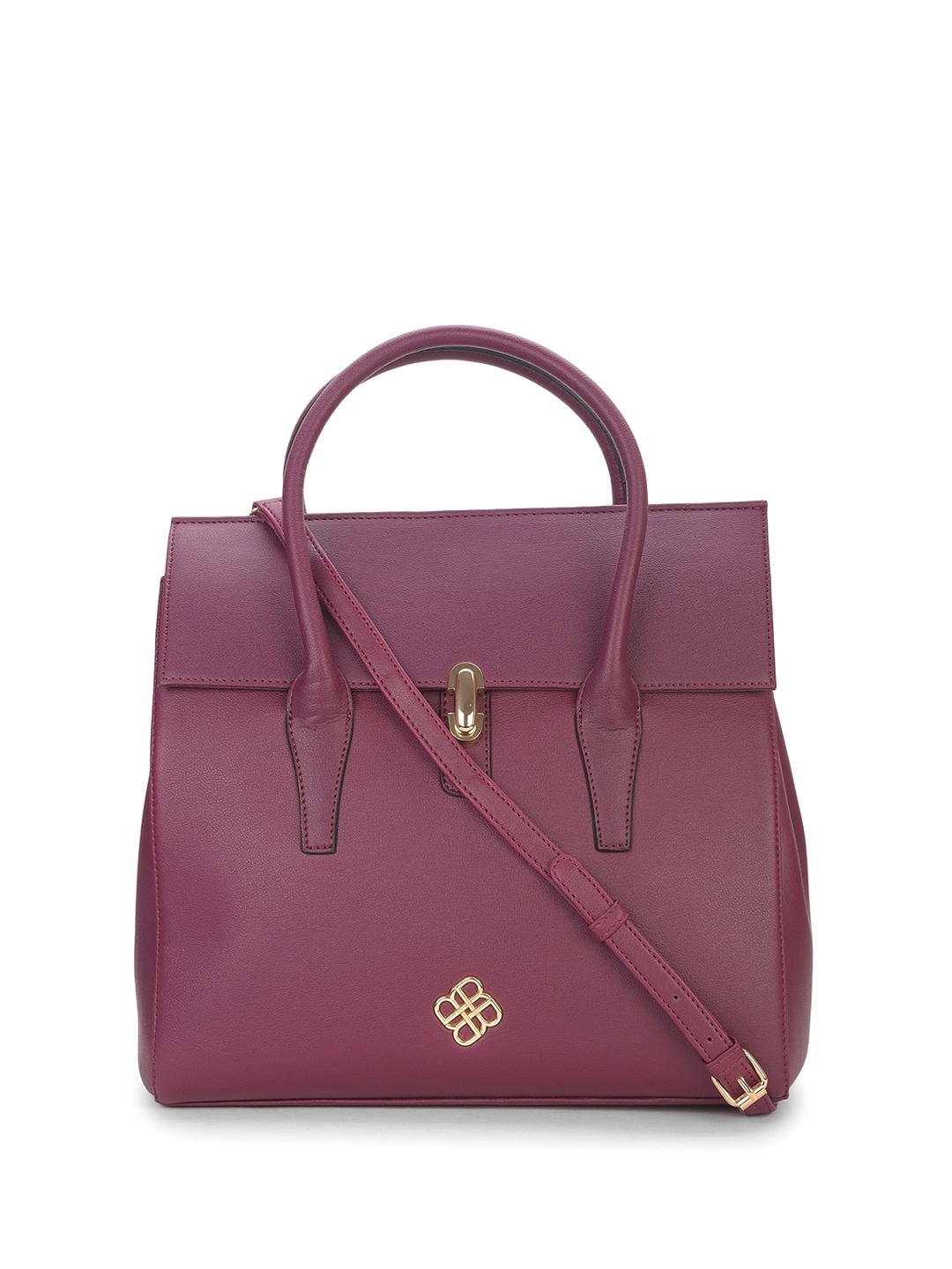 

Marie Claire Maroon Textured Zip Detail Structured Handheld Bag