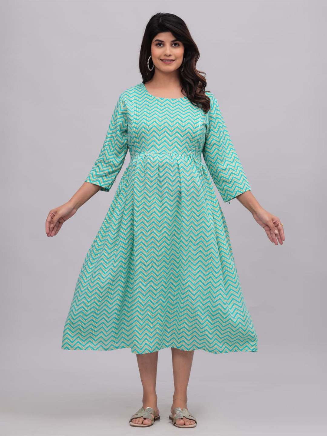 

KALINI Geometric Printed Maternity A-Line Midi Dress, Blue