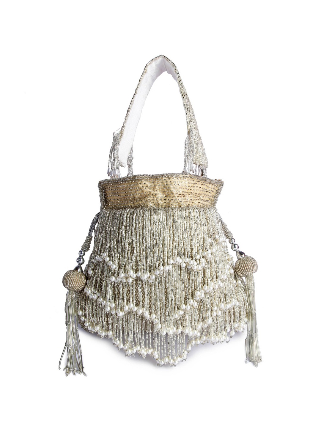 

A Clutch Story Printed Oversized Shopper Tote Bag with Tasselled, Silver