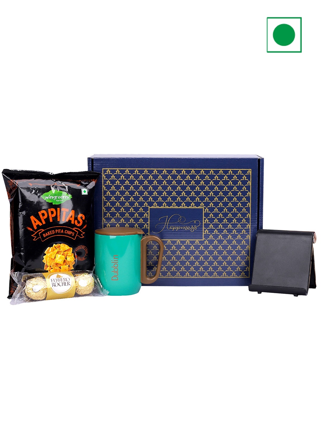 

The Gift Tree Travel Mug and Snacks Box, Navy blue