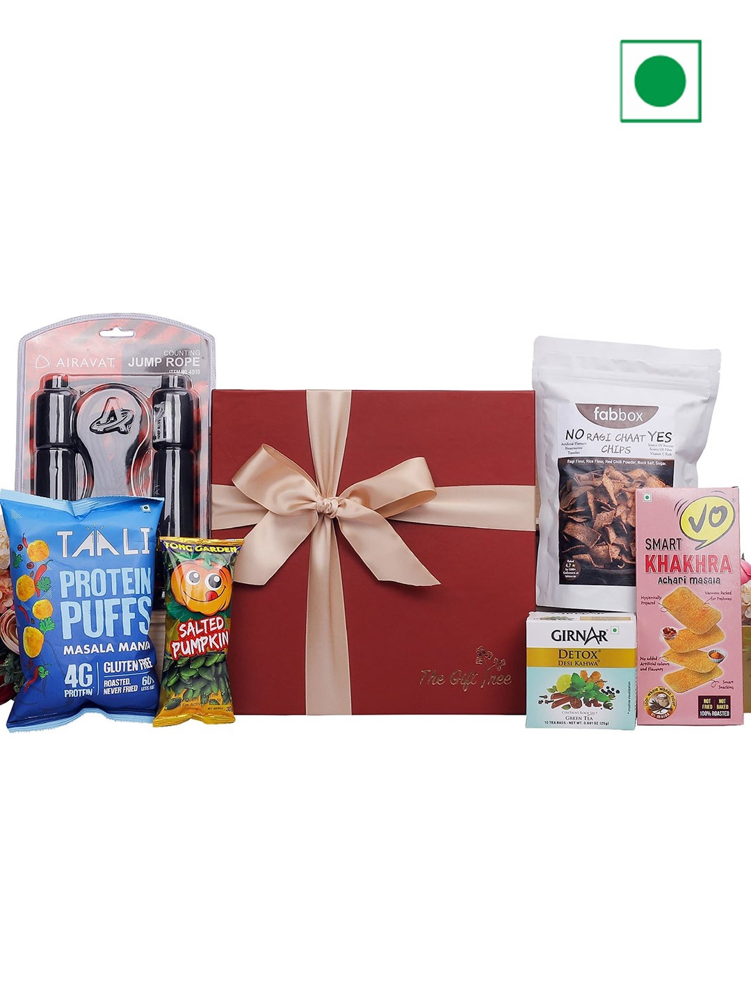 

The Gift Tree 8Pcs Herbal Tea Gift Hamper with Skipping Rope Gift Box, Red
