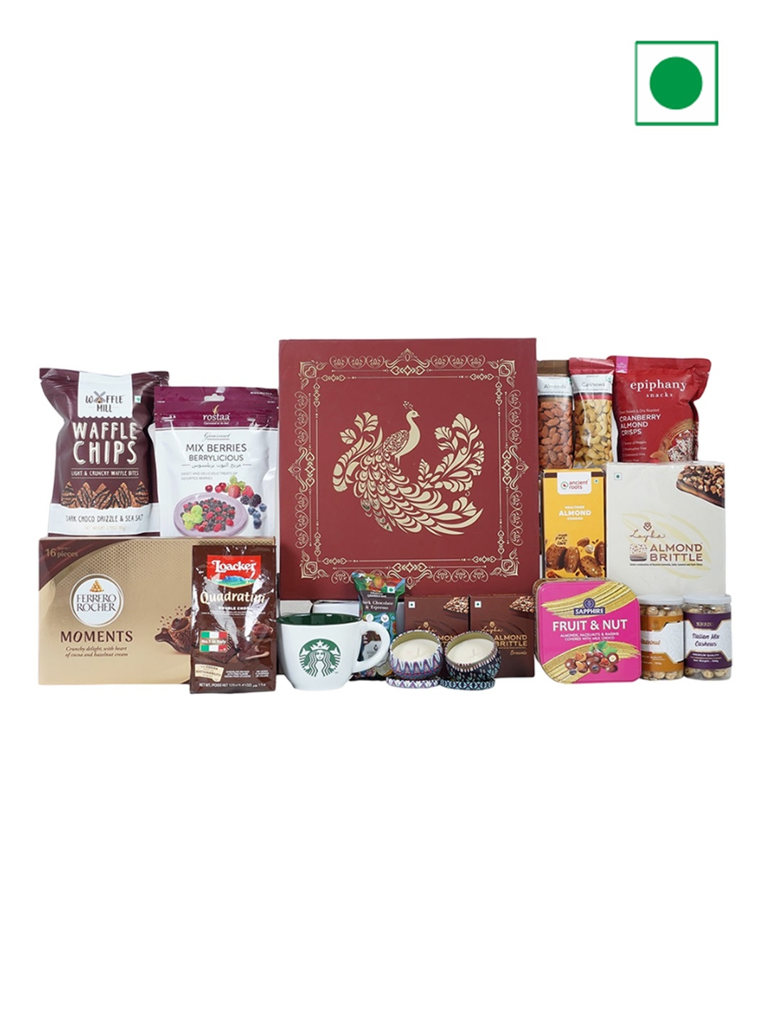 

The Gift Tree 20Pcs Starbucks Mug With Dry Fruits & Chocolates Hamper, Red