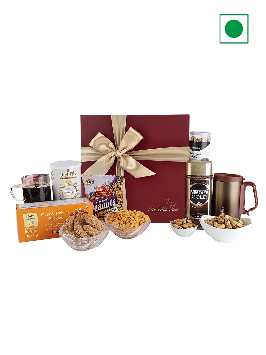 

The Gift Tree Pack Of 7 Luxury Coffee Travel Mug & Cookies Gift Box, Red