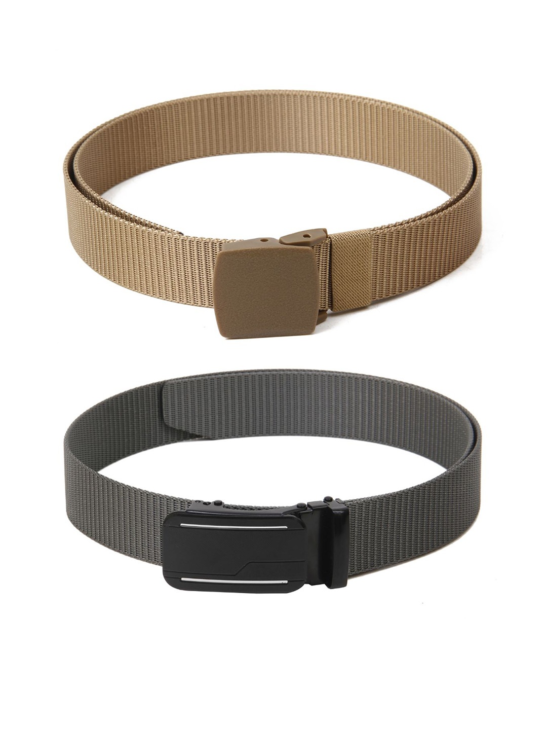 

Calvadoss Women Set Of 2 Canvas Textured Belts, Beige