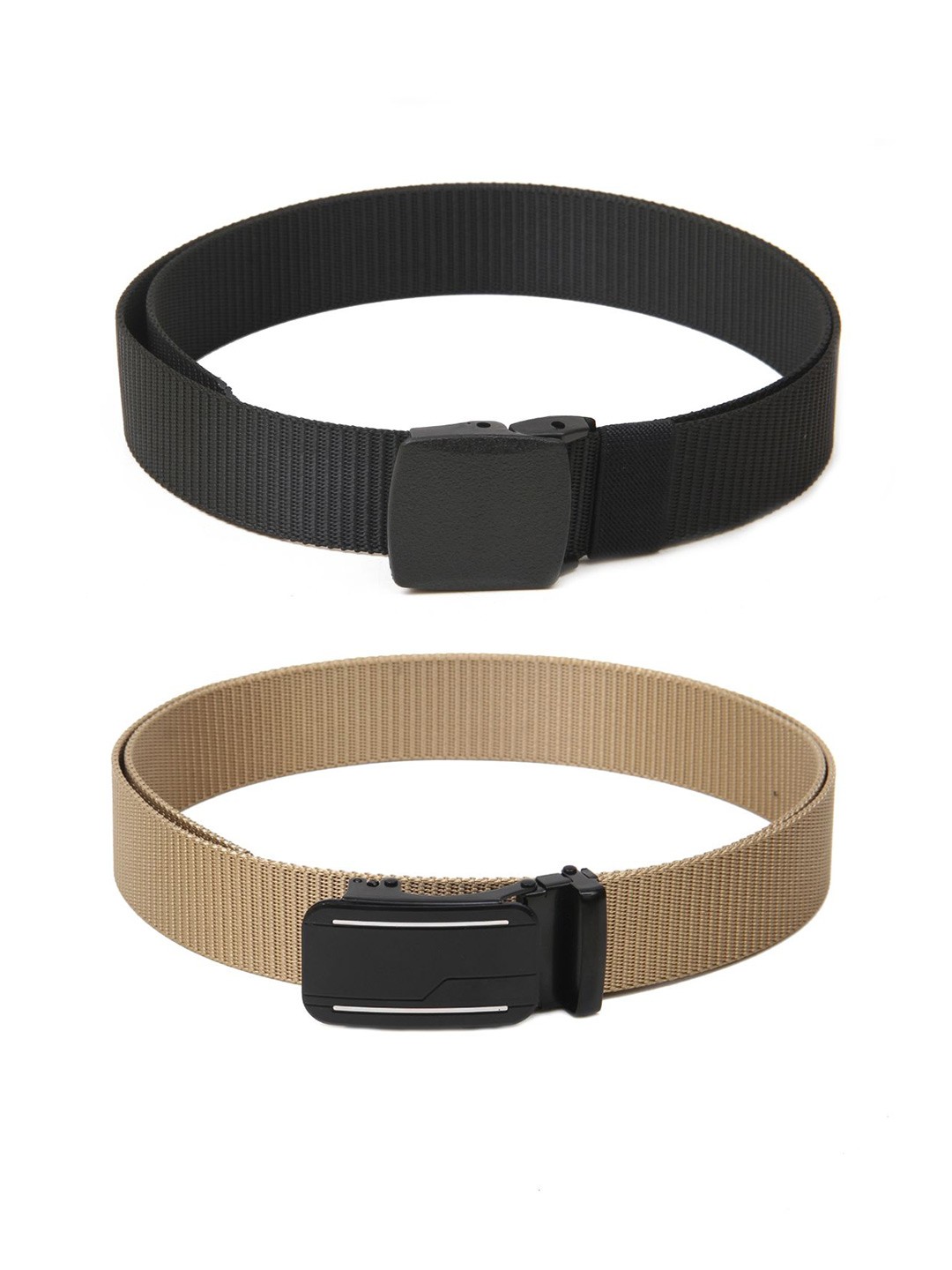 

Calvadoss Women Set Of 2 Canvas Textured Belts, Black