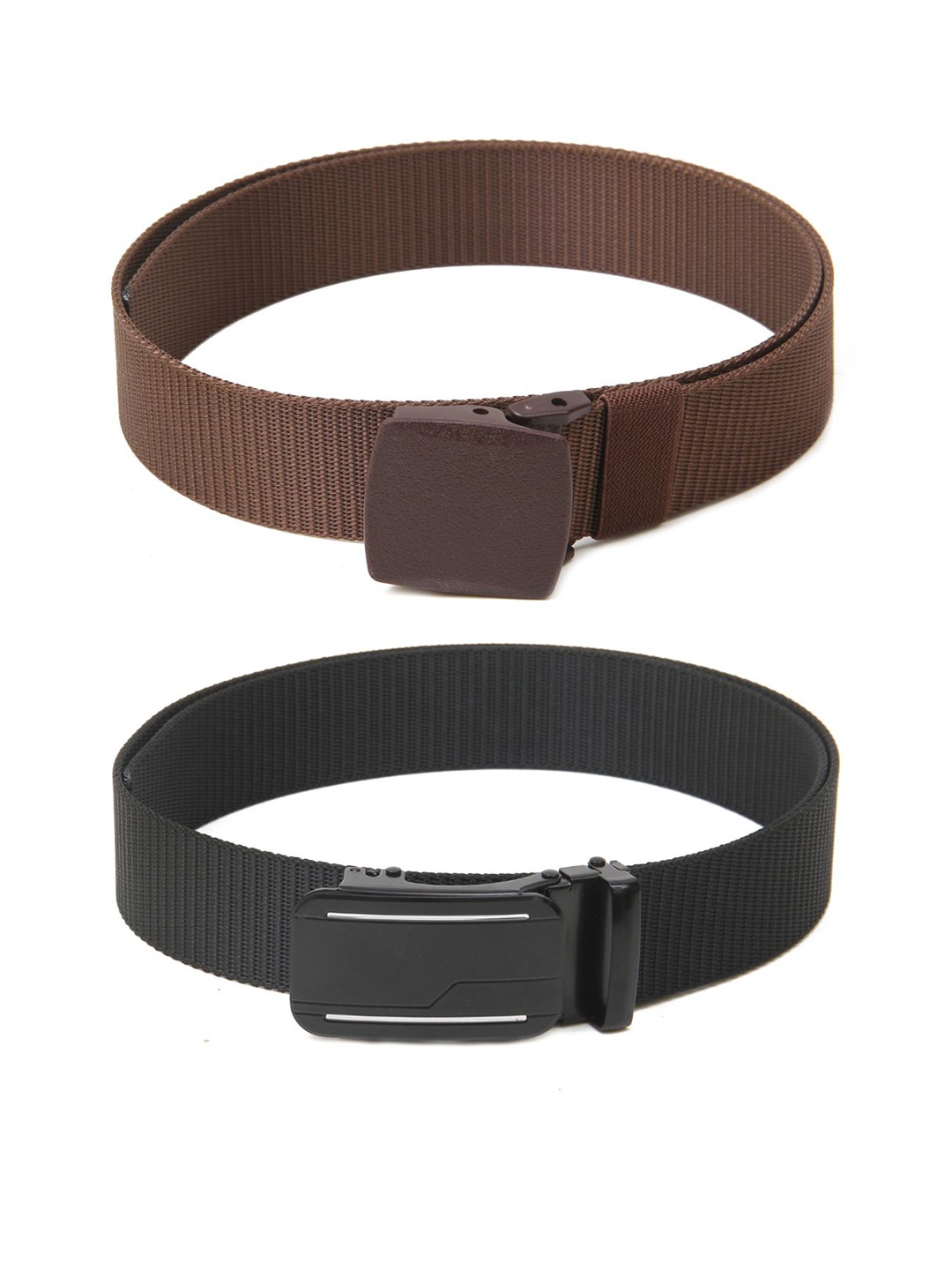 

Calvadoss Women Textured Polyester Canvas Set Of 2 Belts, Brown