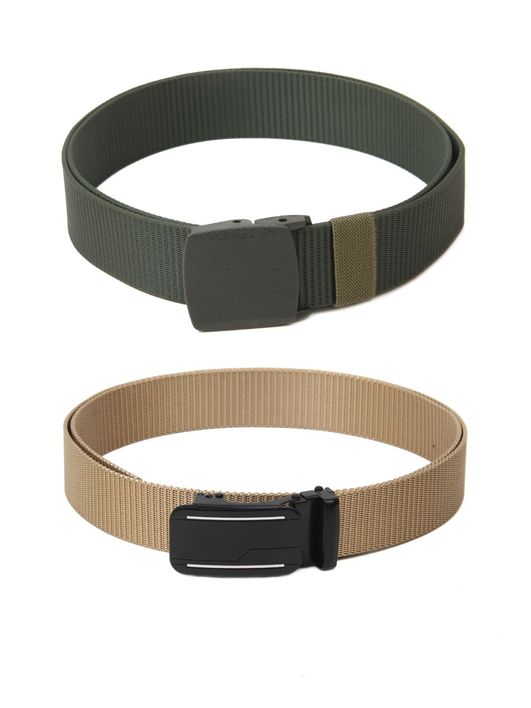 

Calvadoss Women Set Of 2 Canvas Textured Belts, Green
