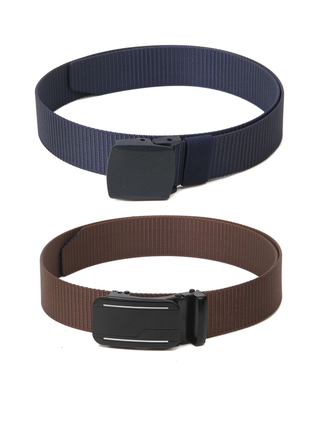 

Calvadoss Women Set Of 2 Textured Canvas Belts, Navy blue