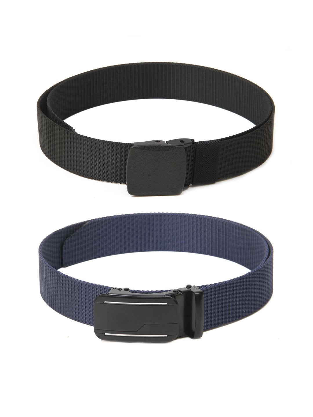 

Calvadoss Women Set Of 2 Canvas Textured Belts, Black