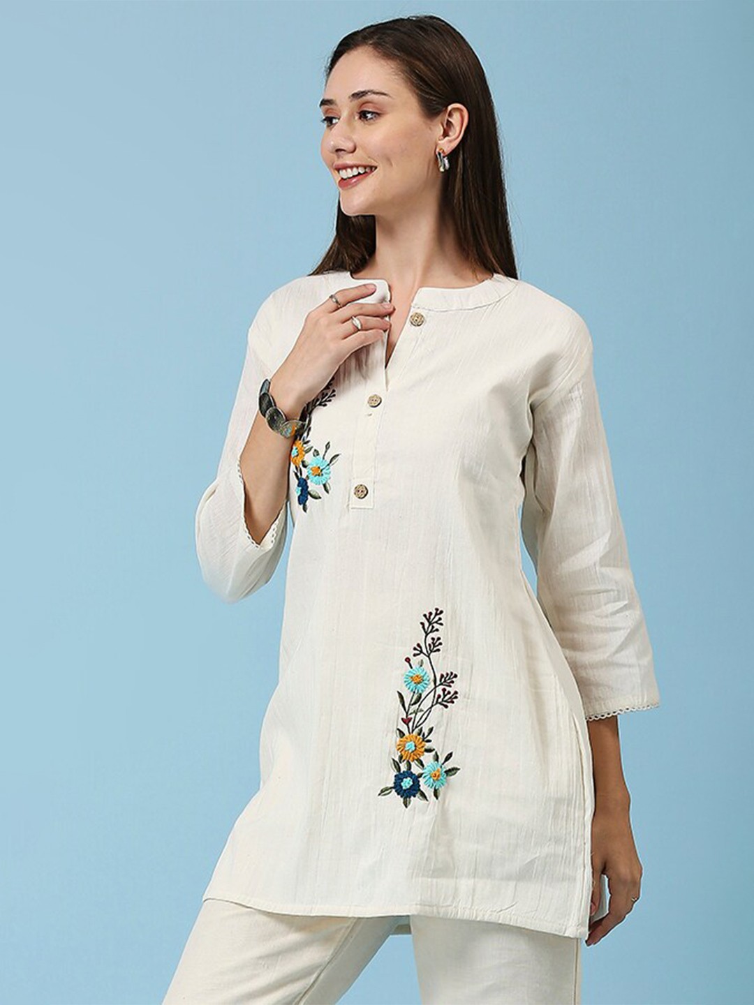 

YOELLA Organic Cotton Embroidered Tunic, Off white